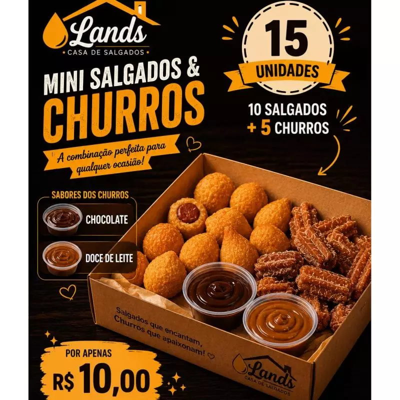 Salgadinhos e Churros 15 Unidades