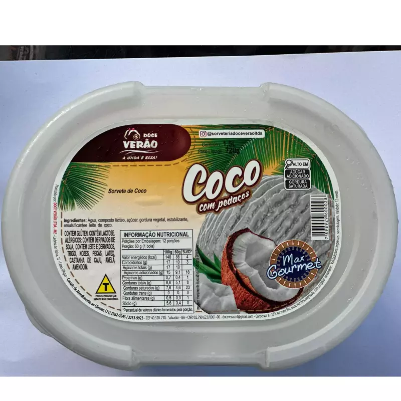 Sorvete Coco com Pedaços 1,5L
