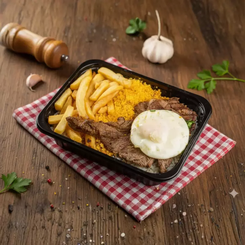 Marmitex de Bife a cavalo