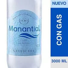 Agua Manantial Plain Con Gas 3 Lts