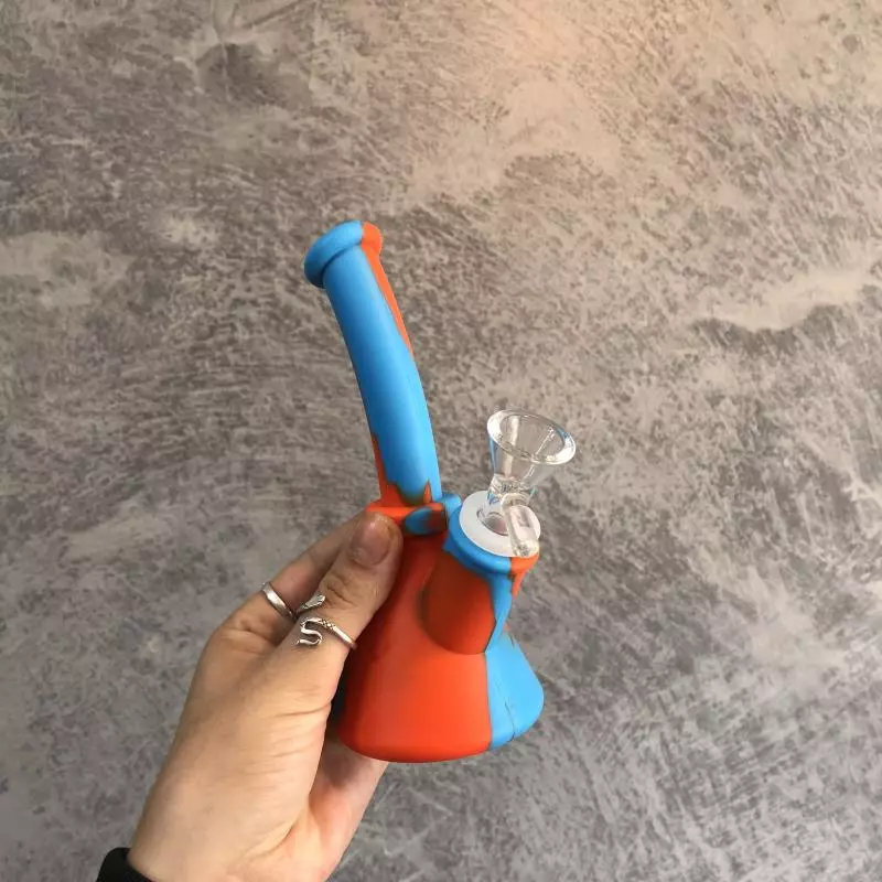 Bong de silicone com bowl de vidro