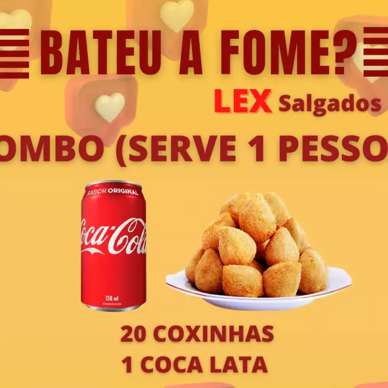 20 mini coxinhas + coca lata 350ml