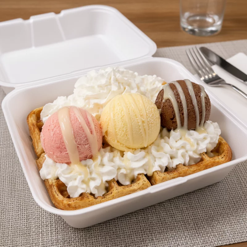 Waffle con Helado