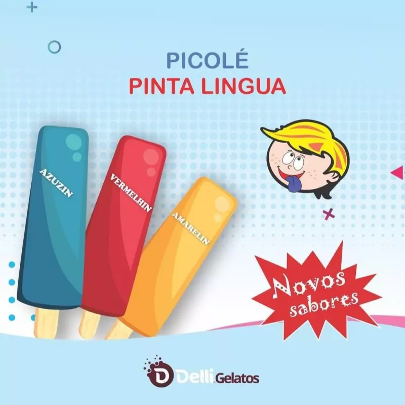 Picolé pinta a lingua Vermelhin