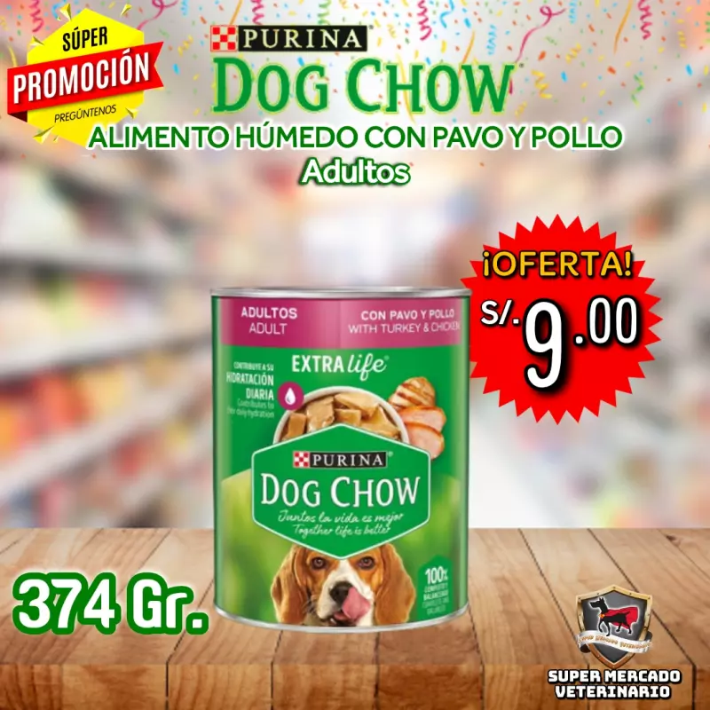 DOG CHOW Adulto Pavo y Pollo 374 GR