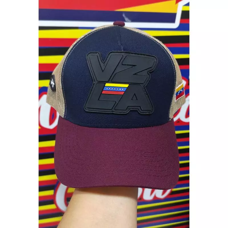 Gorra VZLA malla azul y vinotinto