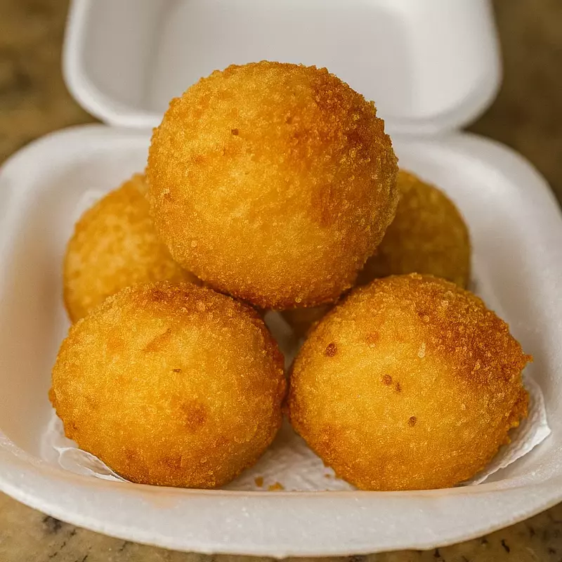 6 BOLINHAS DE PRESUNTO E QUEIJO