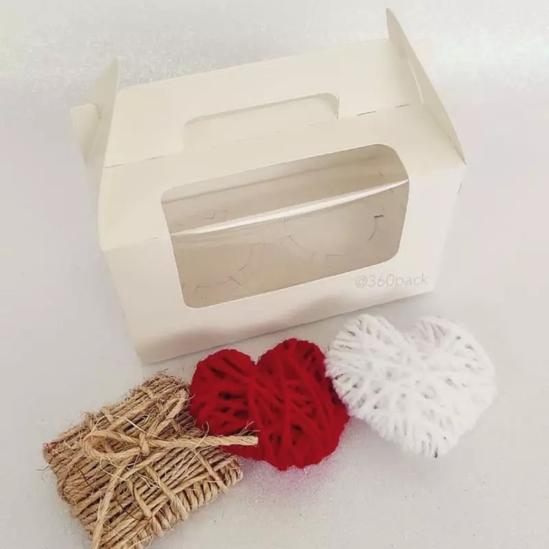 Caja 2 Cupcakes Blanca Con Asas