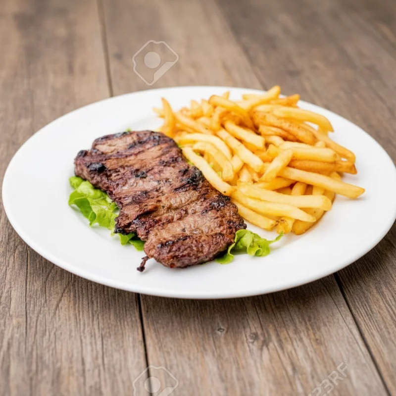 Arrachera con papas a la francesa