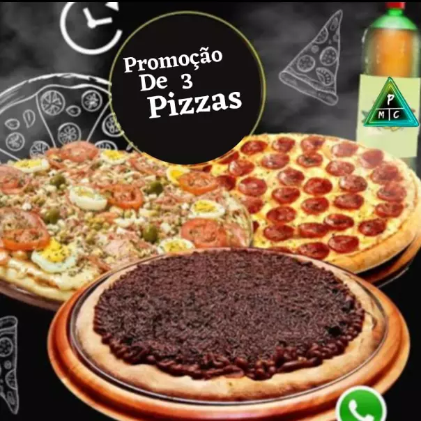 Promoção 3 pizzas média + 1 refrigerante