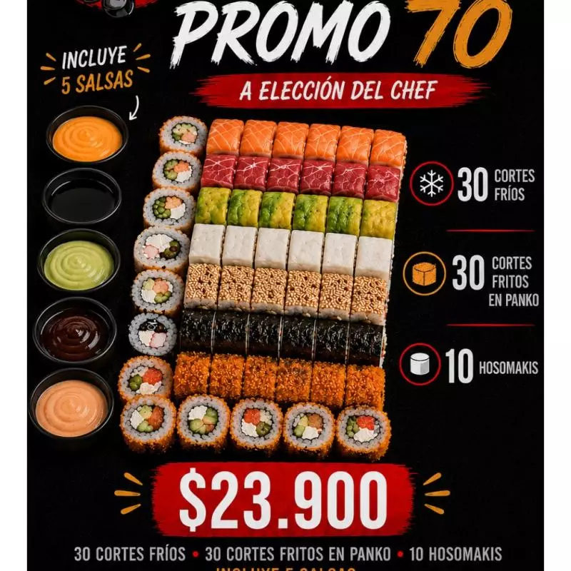 70 Piezas a Elección del Chef 🍣