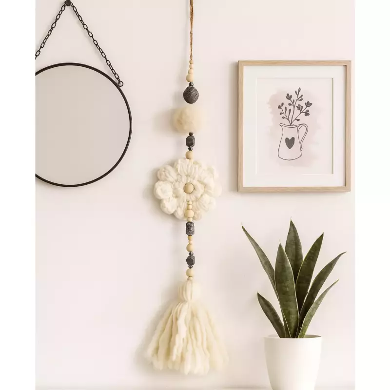 Colgante Largo Flor tejida