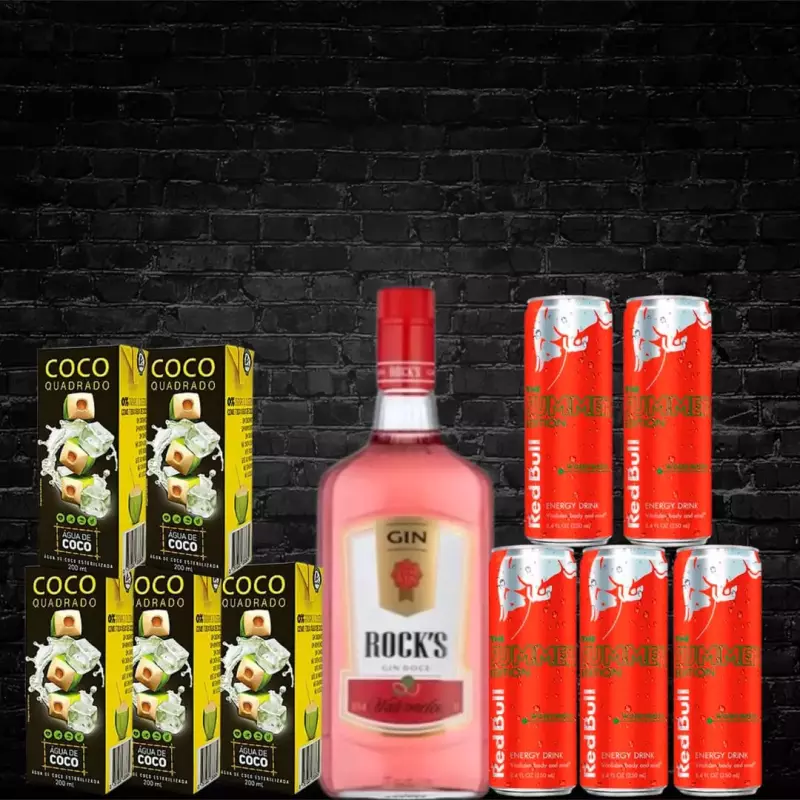 COMBO GIN ROCKS MELANCIA COM REDBULL