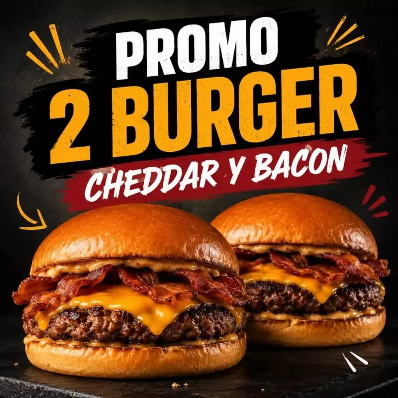 2 BURGUER CHEDDAR Y BACON