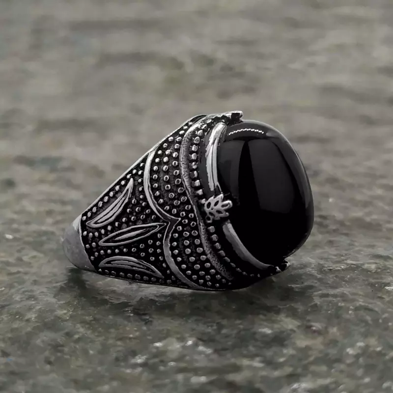 Round Black Stone Ring