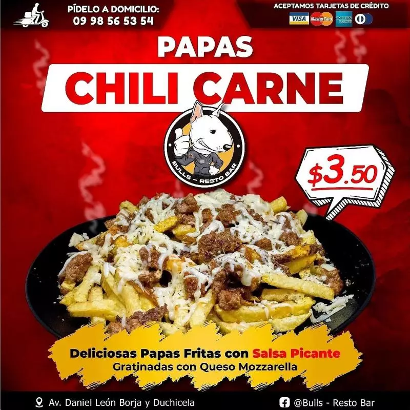 PAPAS CHILE Y CARNE GRATINADA