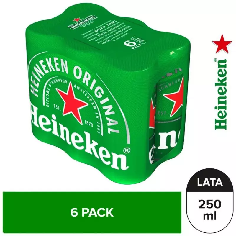 Cerveza Heineken Lata 250 ml Pack 6un