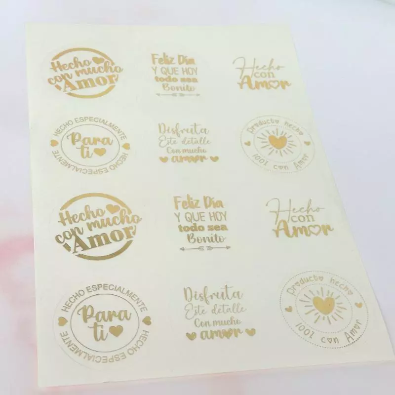 Stiker Redondo Metalizado dorado