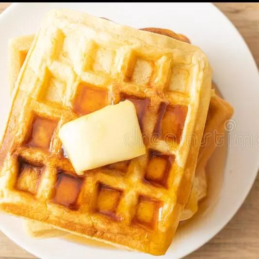 2 wafles belgas c miel  y mantequil
