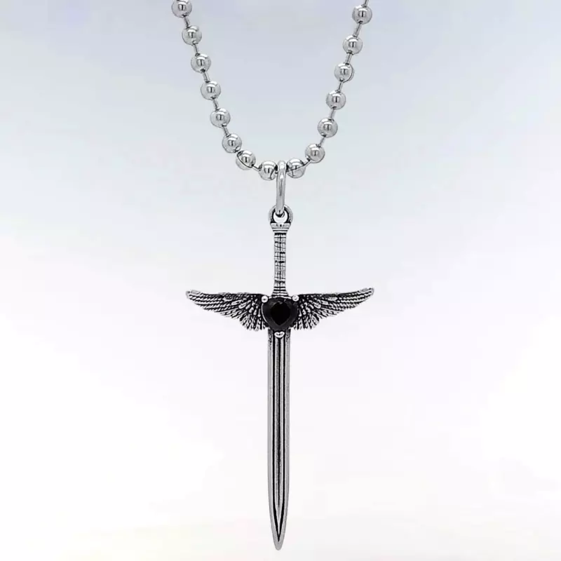Black Sword Angel Wings Necklace