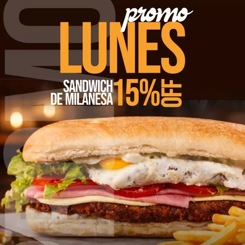 Lunes 15% OFF sandwich de milanesas