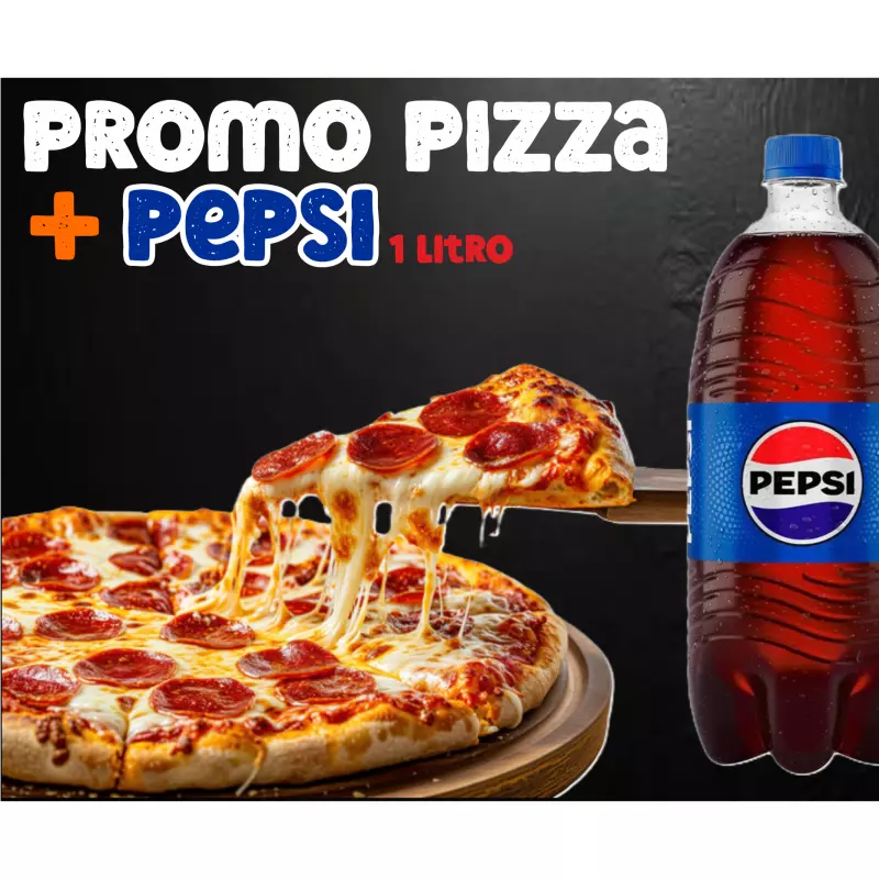 COMBO CASAL: Pizza Média + Pepsi 1L