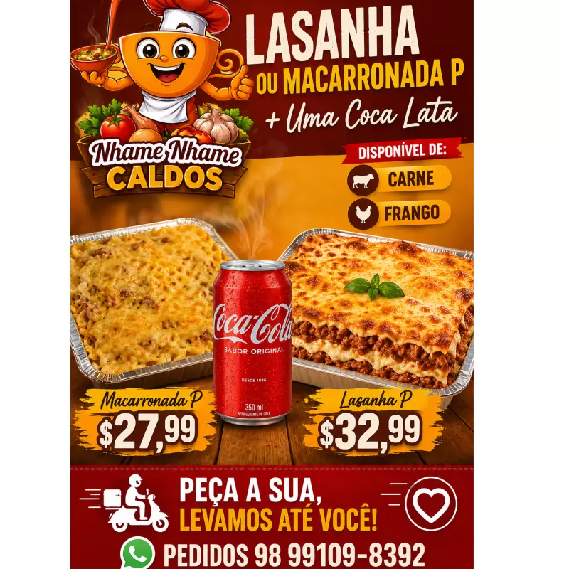 Lasanha ou Macarronada P + CoCa