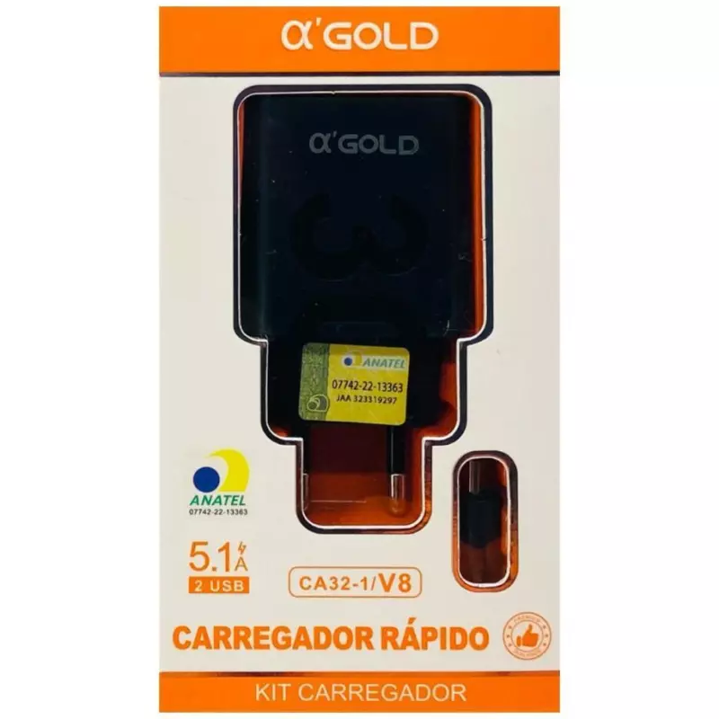 CARREGADOR GOLD CA32-1 (5.1A 30W) V8