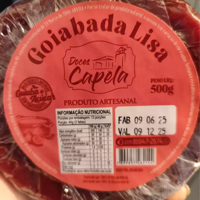 Goiabada Lisa Pedaço Capela 500g