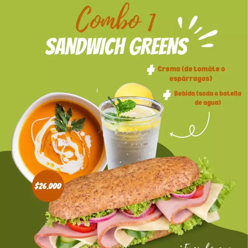 Combo 1 (Sandwich-crema-soda o agua)