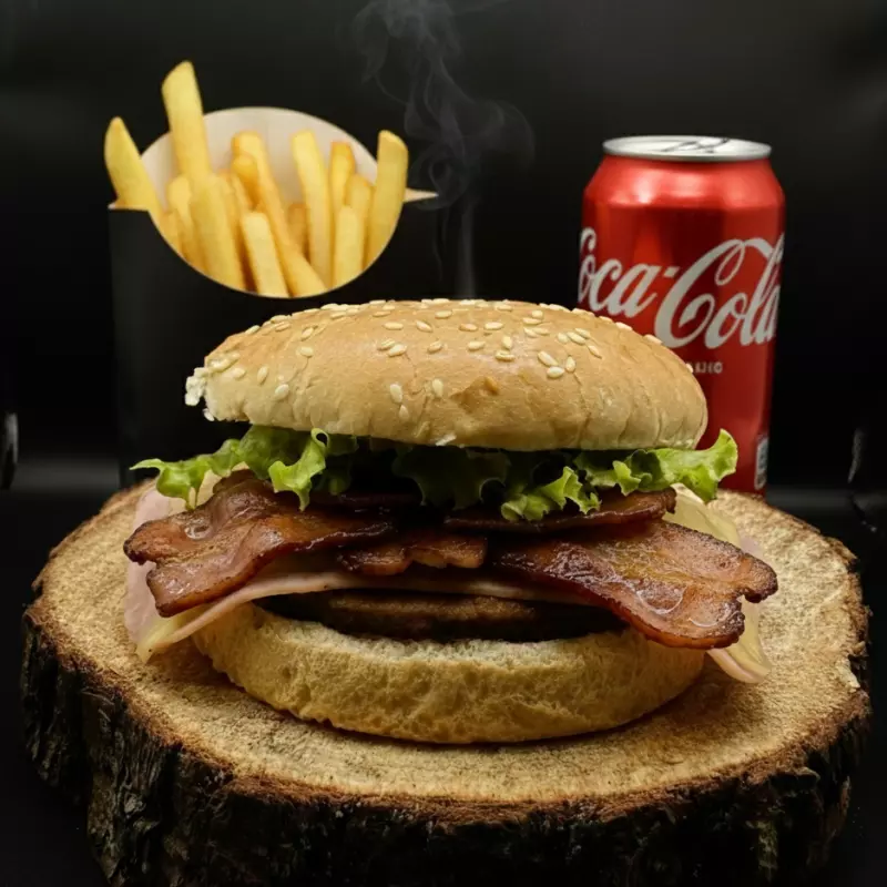 X bacon  + Fritas + Lata