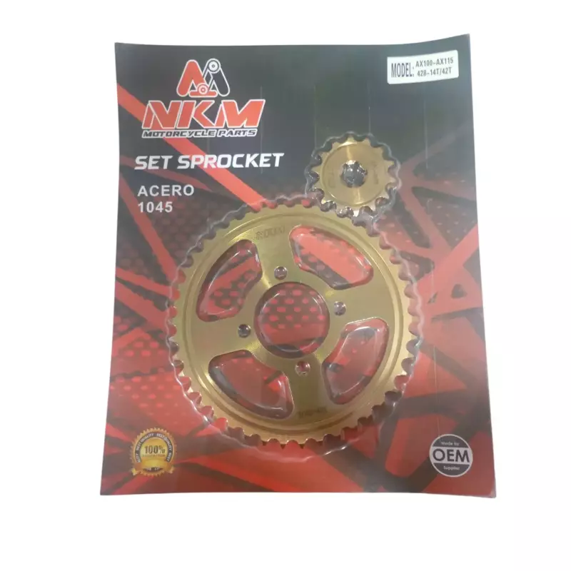 SET SPROCKET AX100 14X42 ORO NKM