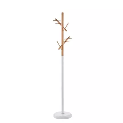 Perchero pie metal y madera Blanco