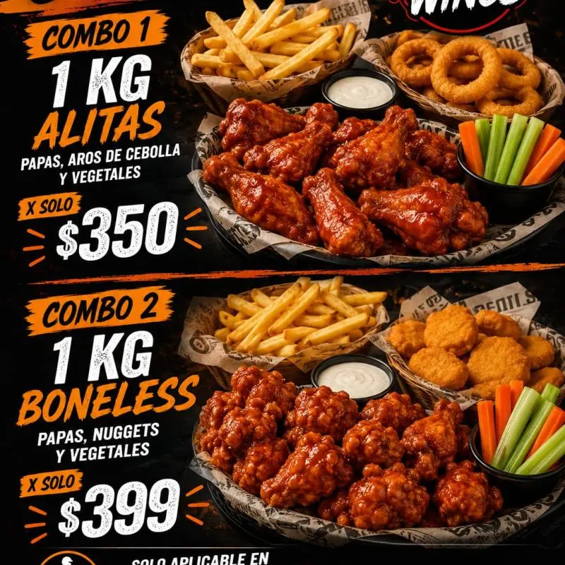 1 kg boneless, papas , Nuggets , veg