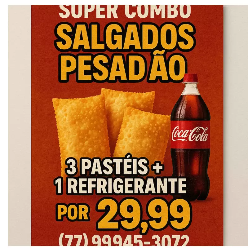 Combo 3 pastel+1 refrigerante