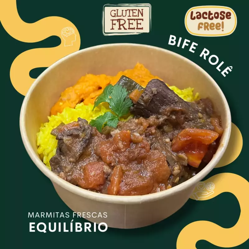 Bife Rolê com Puré de Cenoura