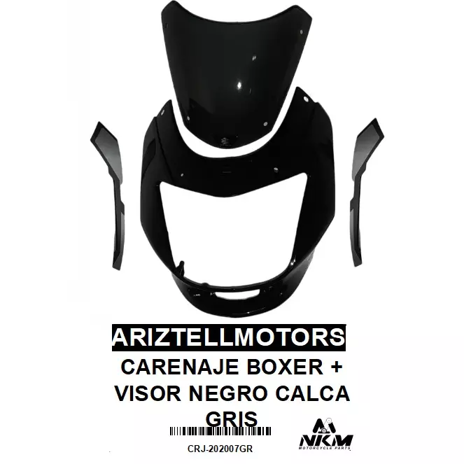 CARENAJE BOXER + VISOR NEGRO GRIS