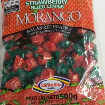 Bala de morango recheada