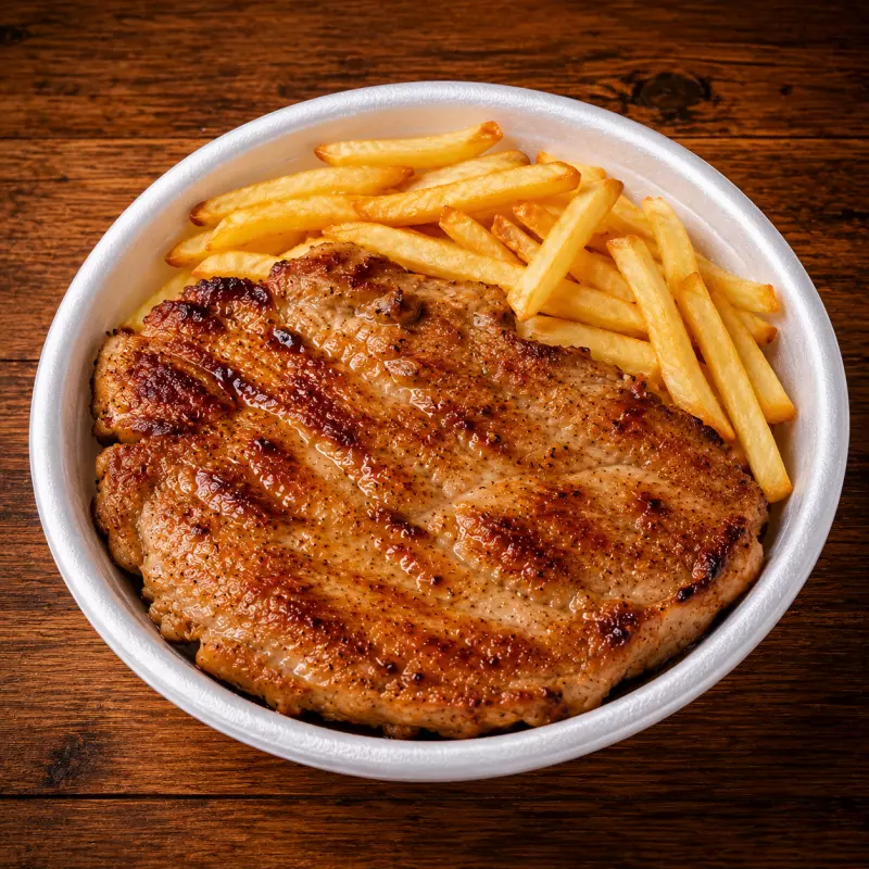 Bife de pernil C/ fritas