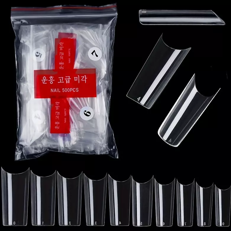 Estuche de 500 uñas curva C transp.