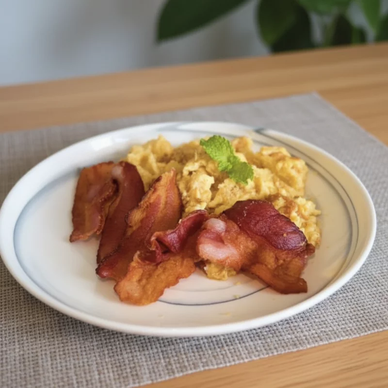 Revoltillo de huevo y tocineta.