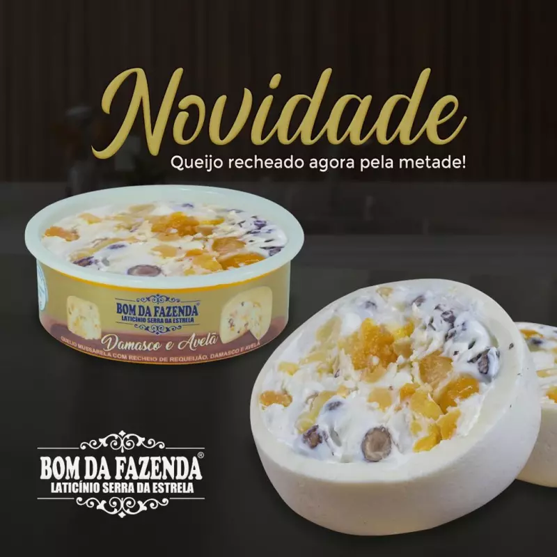 QUEIJO RECHE/DAMASCO AVELÃ/ METADE