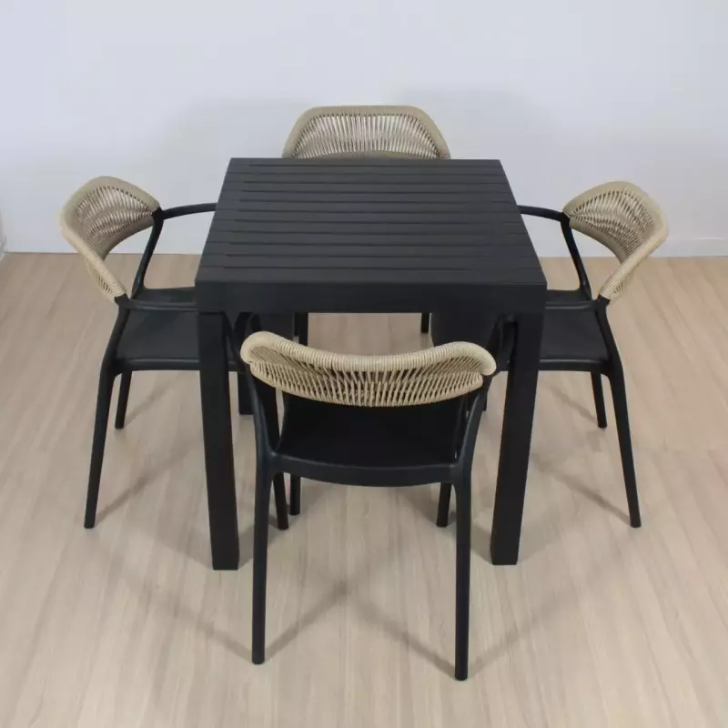 Combo Mesa y 4 sillas Alba Negro