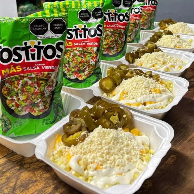 Charola elote- tostitos bolsa