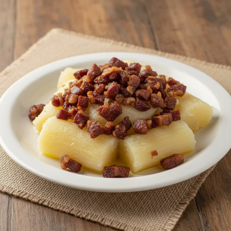 Macaxeira com 2 opções de carne