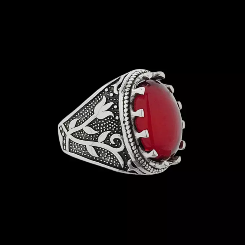 Red Agate Stone Ring