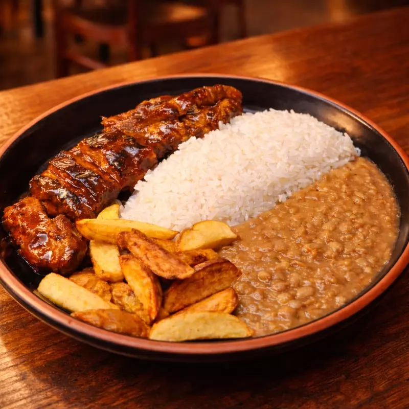 Menestra con costillitas BBQ