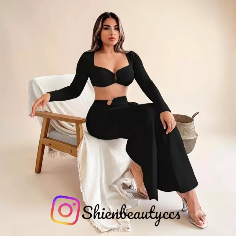Conjunto negro con falda larga