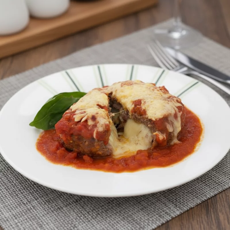 POLPETONE Á PARMEGIANA RECHEADO