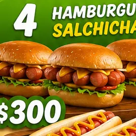 4 hamburguesas salchicha